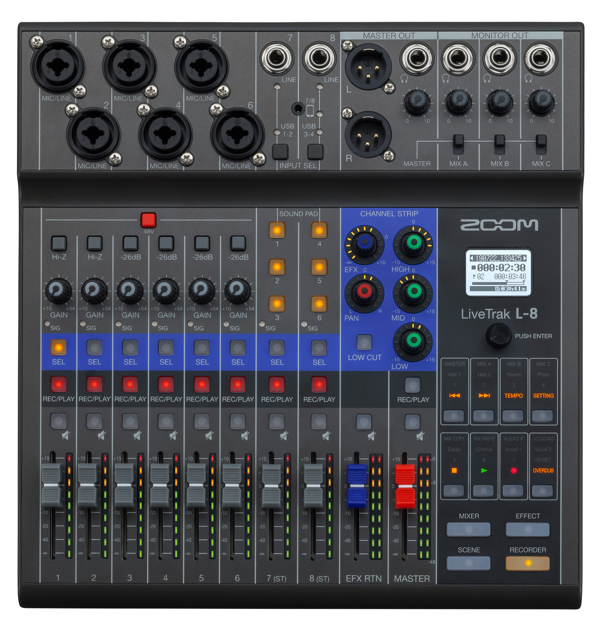 ZOOM LiveTrack L 8 TOP mixer for streaming internet broadcast