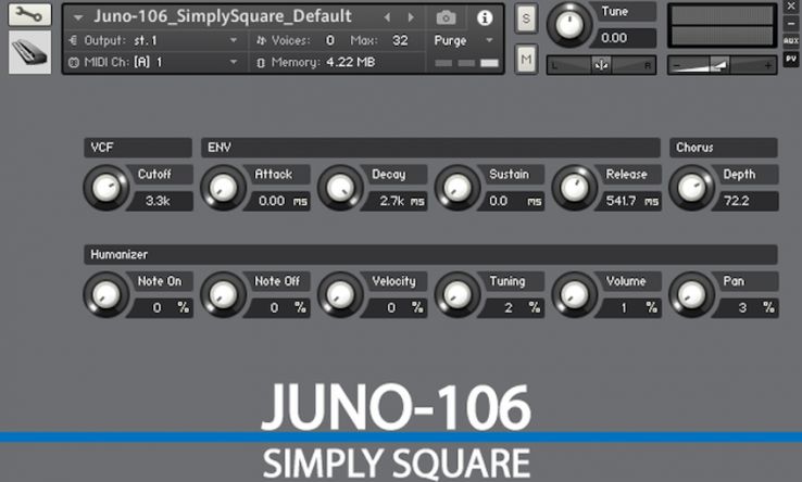 Genera Studios Juno-106 Simply Square - Darmowy instrument do samplera Kontakt z brzmieniami Juno-106