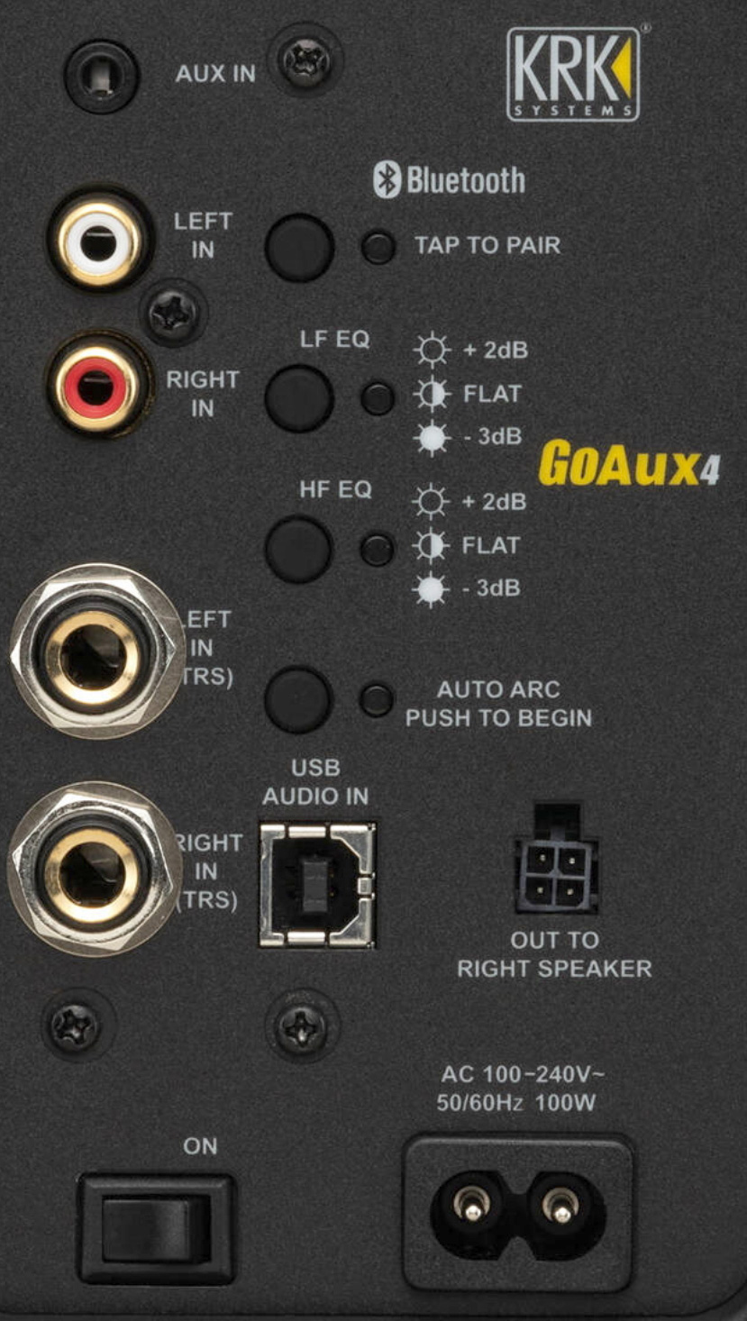 KRK GoAux4 rear active panel zoom inputs