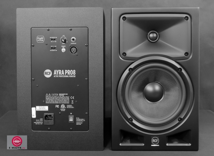 RCF AYRA Pro8 studio monitor front rear